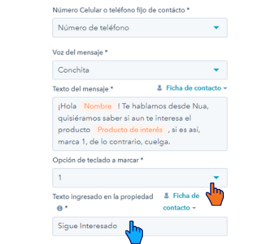 Llamada interactiva con audio personalizado