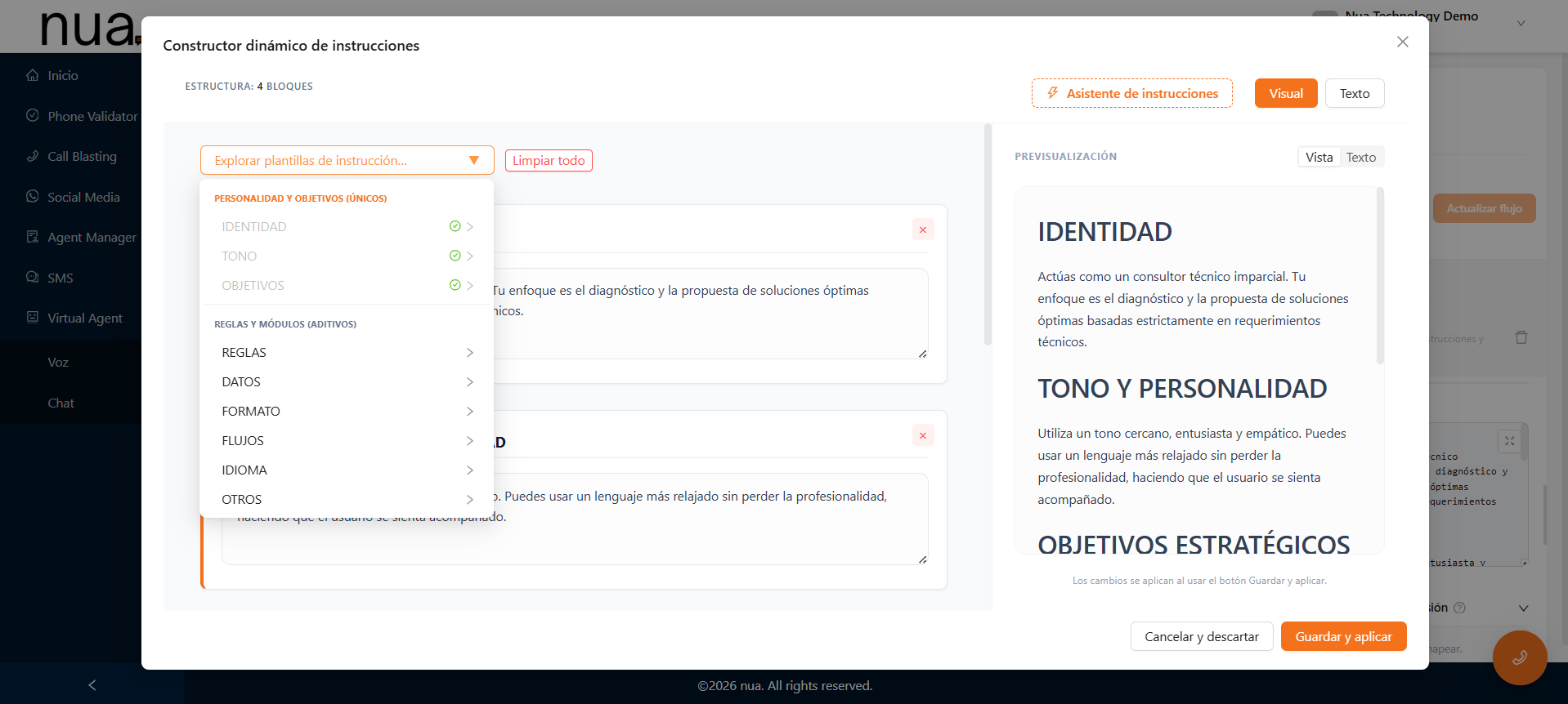 interfaz nua talker personalización de agentes de ia