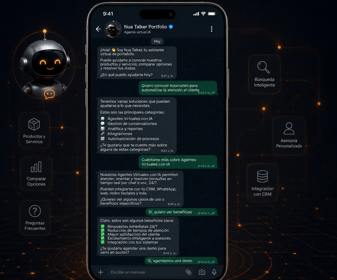 nua talker agente virtual whatsapp ia divulgador de portafolio